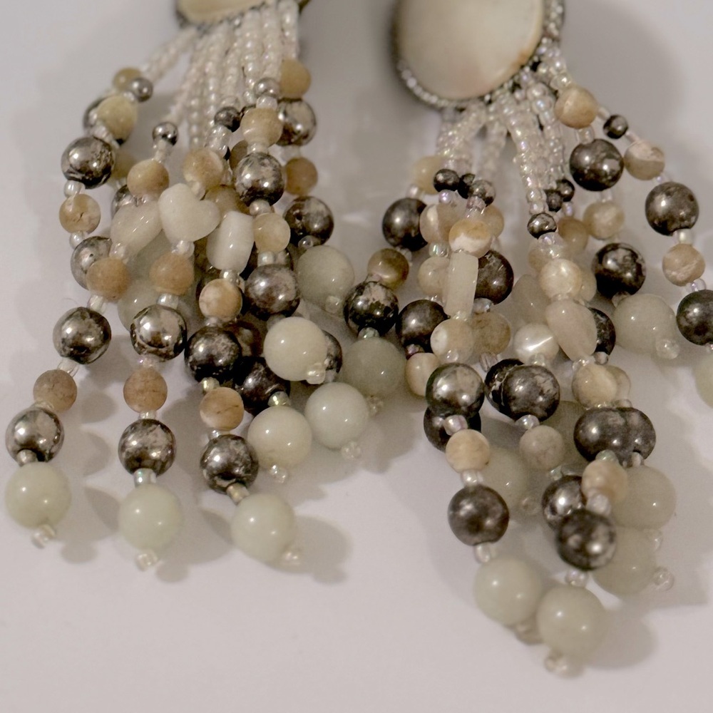 Vintage Artsy Retro Earrings Tassel Clip On 80's - Picture 3 of 4
